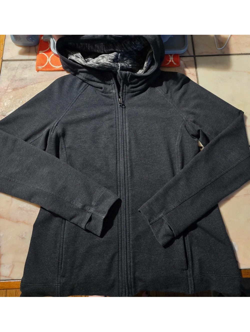 Lululemon Take Ten Hoodie Size 8 Dark Charcoal Heathered Full Zip Jacket